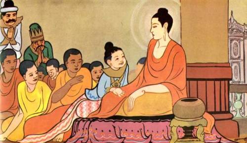 Đức Phật khuyên các em nhỏ không nên làm bất kỳ một nghiệp ác nào, dù trước mặt hay sau lưng.